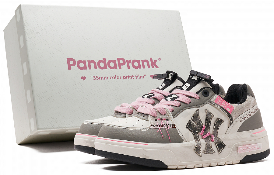 MLB New York Yankees Skateboard Shoes Unisex Low-Top Pink Black