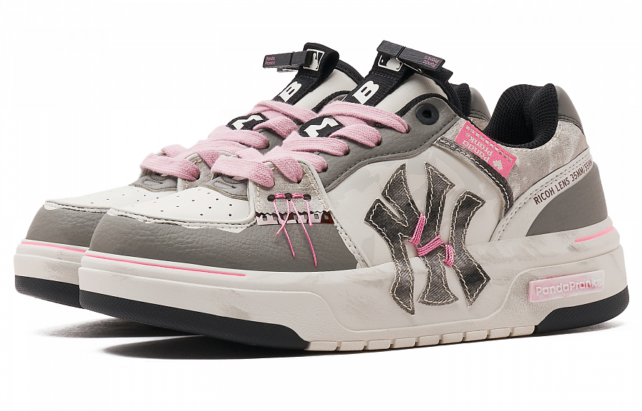 MLB New York Yankees Skateboard Shoes Unisex Low-Top Pink Black