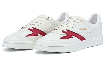 LI NING 1990 Abrasion Resistant Slip Resistant Low Top Skateboard Shoes Women's White Red