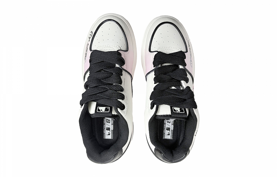 MLB Chunky Liner Yankees Princess Anti Slip Wear Resistant Low Top Skateboard Shoes Unisex White Pink