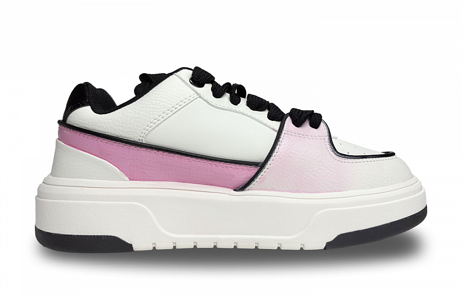 MLB Chunky Liner Yankees Princess Anti Slip Wear Resistant Low Top Skateboard Shoes Unisex White Pink