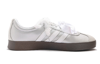 Adidas Neo VL Court 2.0 Coverage Slip Resistant And Abrasion Resistant Low Top Skateboard Shoes Unisex Silver