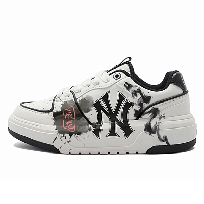 MLB Chunky Liner Dragon Slip Resistant, Abrasion Resistant, Breathable Low Top Skateboard Shoes Unisex Black White