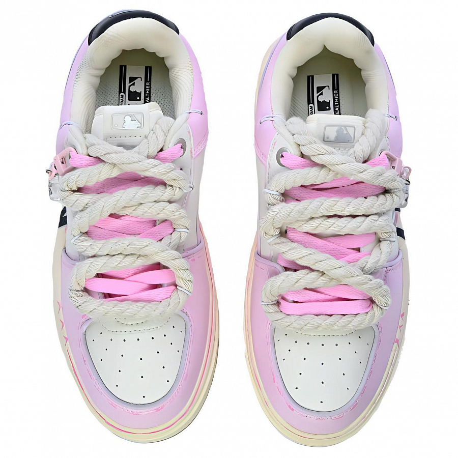 MLB Chunky Liner Abrasion Resistant Balance Height Increasing Low Top Casual Shoes Unisex Pink
