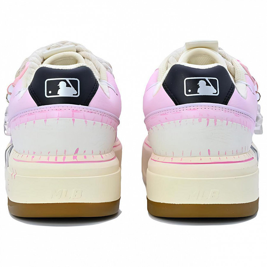 MLB Chunky Liner Abrasion Resistant Balance Height Increasing Low Top Casual Shoes Unisex Pink