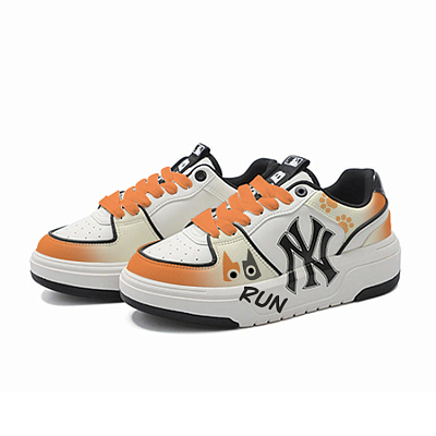 MLB Chunky Liner Slip Resistant, Abrasion Resistant, Breathable Low Top Skateboard Shoes Unisex White Orange