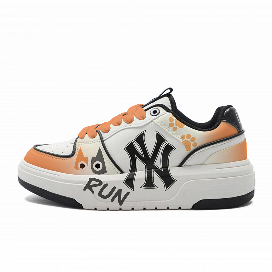 MLB Chunky Liner Slip Resistant, Abrasion Resistant, Breathable Low Top Skateboard Shoes Unisex White Orange