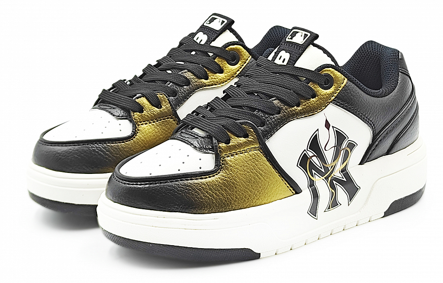 MLB Chunky Liner Abrasion Resistant Low Top Skateboard Shoes Unisex Black Gold