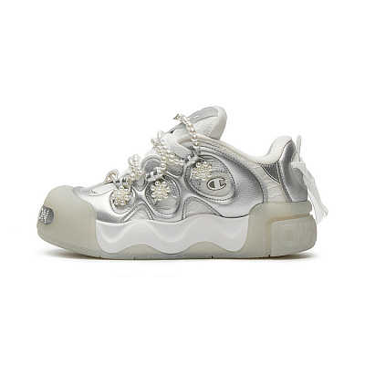 Champion Puffed Donut Low-Top Skateboard Shoes Women's Champion White/Silver