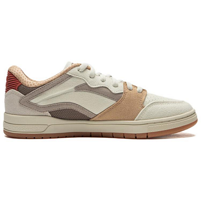 LiNing Anti Slip Wear Resistant Low Top Skateboard Shoes Women's Beige Umber Brown
