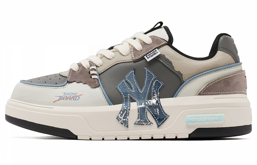 MLB New York Yankees Height Increasing Low-Top Skateboard Shoes Unisex Gray Brown