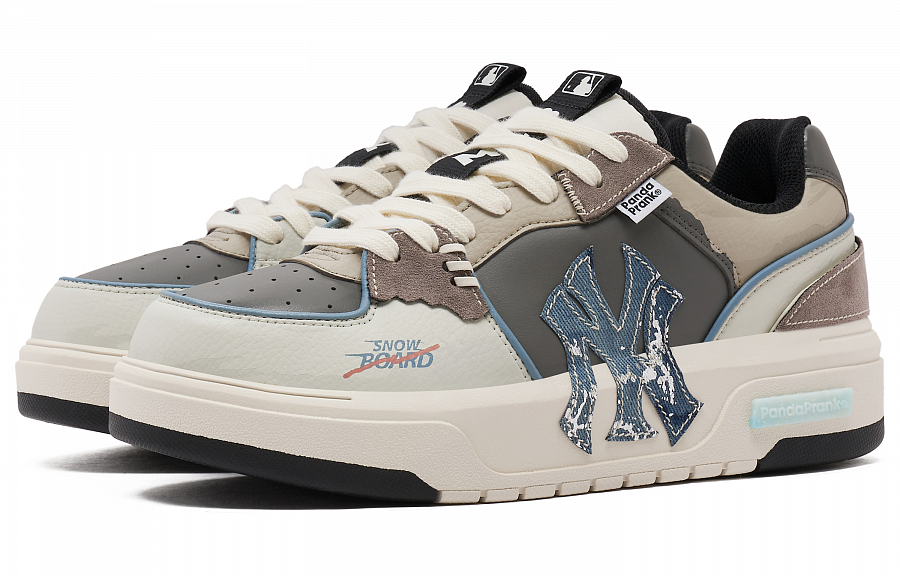 MLB New York Yankees Height Increasing Low-Top Skateboard Shoes Unisex Gray Brown