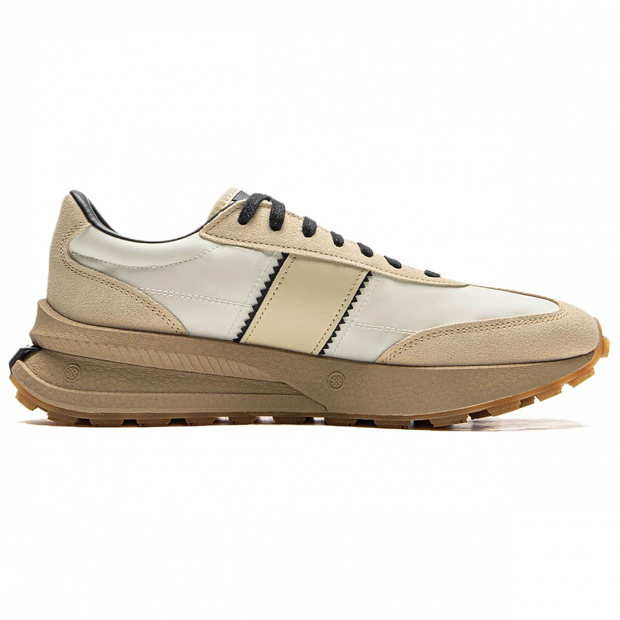 LiNing Lightweight Boat Slip Resistant Height Increasing Low Top Casual Shoes Unisex Ecru