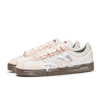 Adidas Neo VL Court 2.0 Da Vinci Custom, Lolita Anti Slip Wear Resistant Low Top Skateboard Shoes Unisex Pink Brown