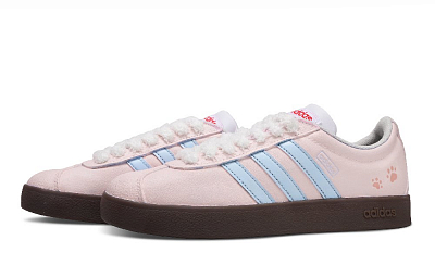 Adidas Neo VL Court Lifestyle Abrasion Resistant Slip Resistant Low Top Skateboard Shoes Unisex Pink