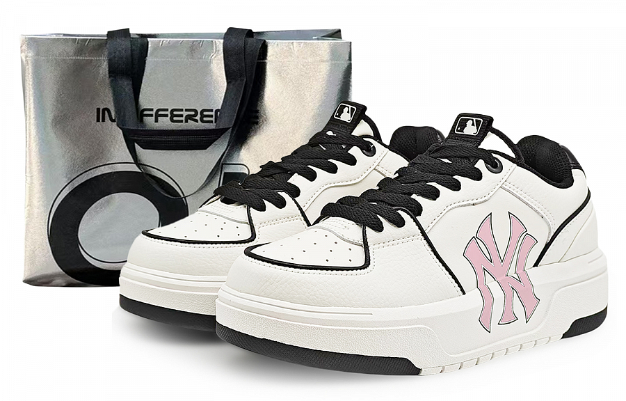 MLB Chunky Liner Abrasion Resistant Low Top Skateboard Shoes Unisex White Pink