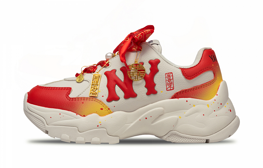 MLB Big Ball Chunky Joy Theme Anti Slip Wear Resistant Low Top Chunky Sneakers Women's Red