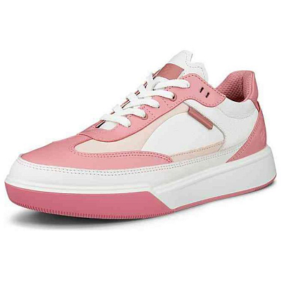 Ecco Low-Top Skateboard Shoes Women's White/Rose Red/Nude Pink