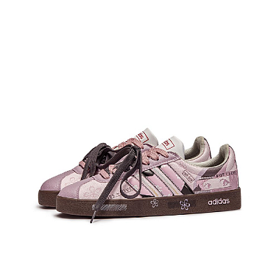 Adidas Neo VL Court 2.0 Da Vinci Custom, Meimei Anti Slip Wear Resistant Low Top Skateboard Shoes Unisex Purple Brown