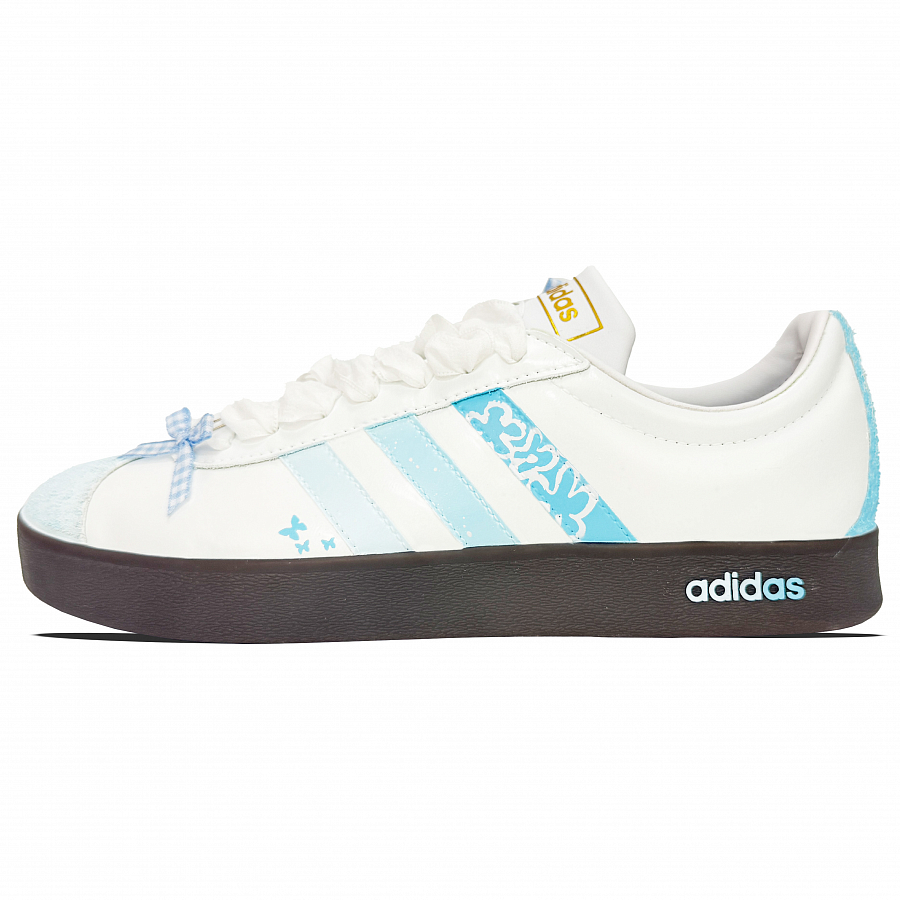 Adidas Neo VL Court 2.0 Abrasion Resistant Low Top Skateboard Shoes Unisex Beige Blue купить в интернет-магазине Yoocart с быстрой доставкой по России.