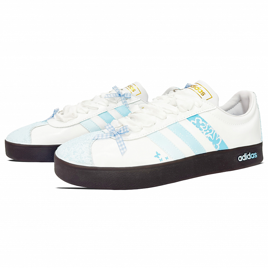 Adidas Neo VL Court 2.0 Abrasion Resistant Low Top Skateboard Shoes Unisex Beige Blue купить в интернет-магазине Yoocart с быстрой доставкой по России.