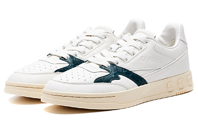 LI-NING 1990 Anti-Slip Wear-Resistant Low-Top Skateboard Shoes Men's White Green