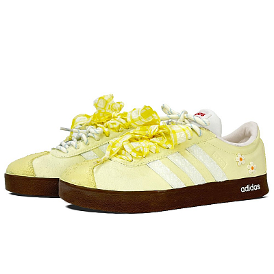 Adidas Neo VL Court 2.0 Anti Slip Wear Resistant Low Top Skateboard Shoes Unisex White Yellow