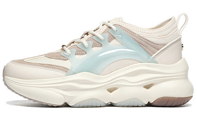 LI-NING 1990 Anti-Slip Wear-Resistant Low-Top Sports Casual Shoes Women's White Blue