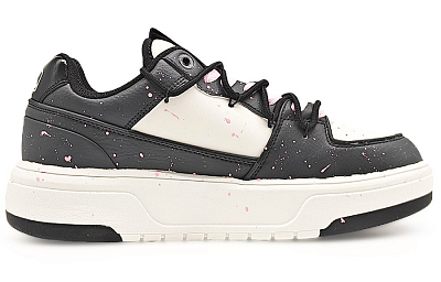 MLB Chunky Liner Abrasion-Resistant Slip-Resistant Low-Top Skateboard Shoes Unisex Black Pink