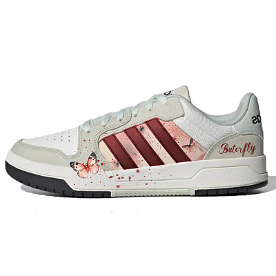 Adidas Neo Entrap Slip Resistant Cushioning Abrasion Resistant Breathable Low Top Skateboard Shoes Unisex White Pink