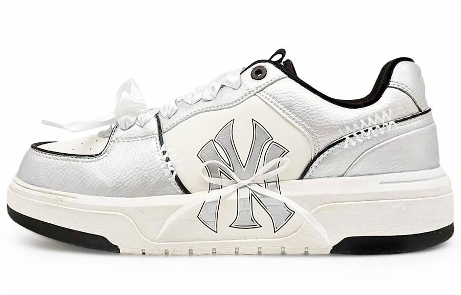 MLB Chunky Liner Abrasion Resistant Low Top Skateboard Shoes Unisex Silver White