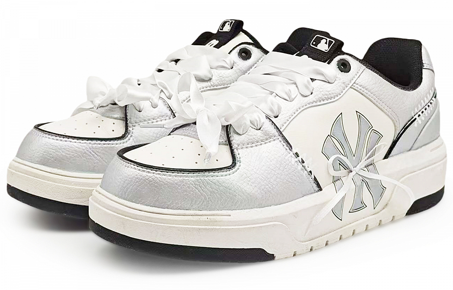 MLB Chunky Liner Abrasion Resistant Low Top Skateboard Shoes Unisex Silver White