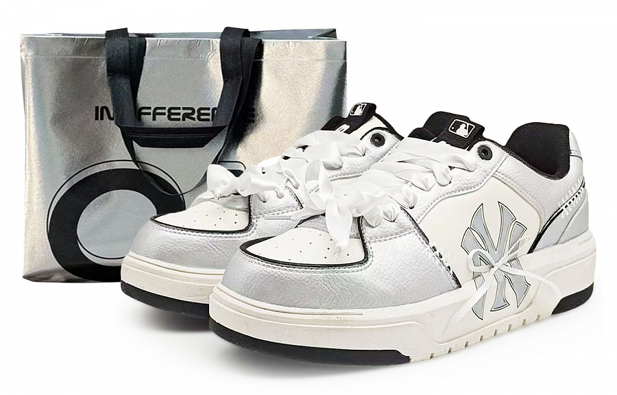 MLB Chunky Liner Abrasion Resistant Low Top Skateboard Shoes Unisex Silver White