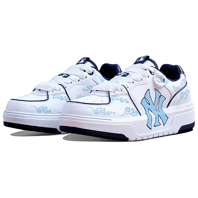 MLB Chunky Liner Anti Slip Wear Resistant Low Top Skateboard Shoes Unisex White Blue