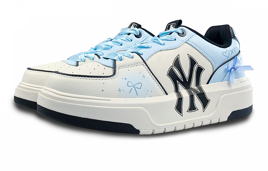 MLB Chunky Liner Wear-Resistant Slip-Resistant Low-Top Skateboard Shoes Unisex Black White Blue