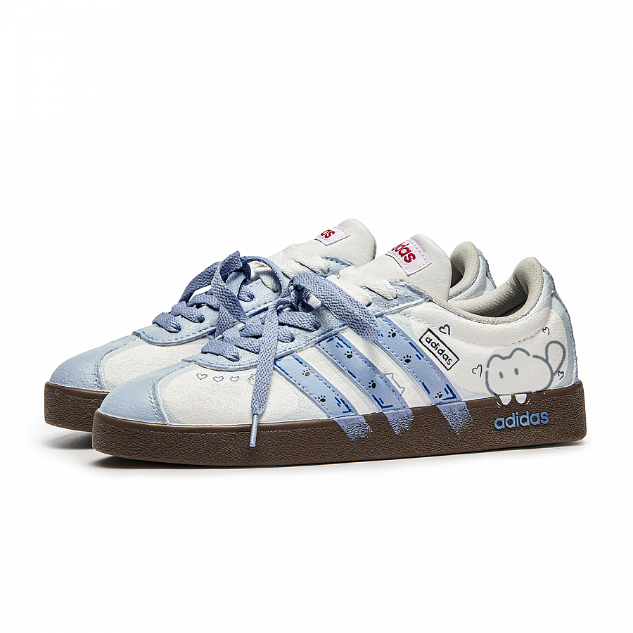 Adidas Neo VL Court Lifestyle Kitten Worm Anti Slip Wear Resistant Low Top Skateboard Shoes Unisex Blue купить в интернет-магазине Yoocart с быстрой доставкой по России.
