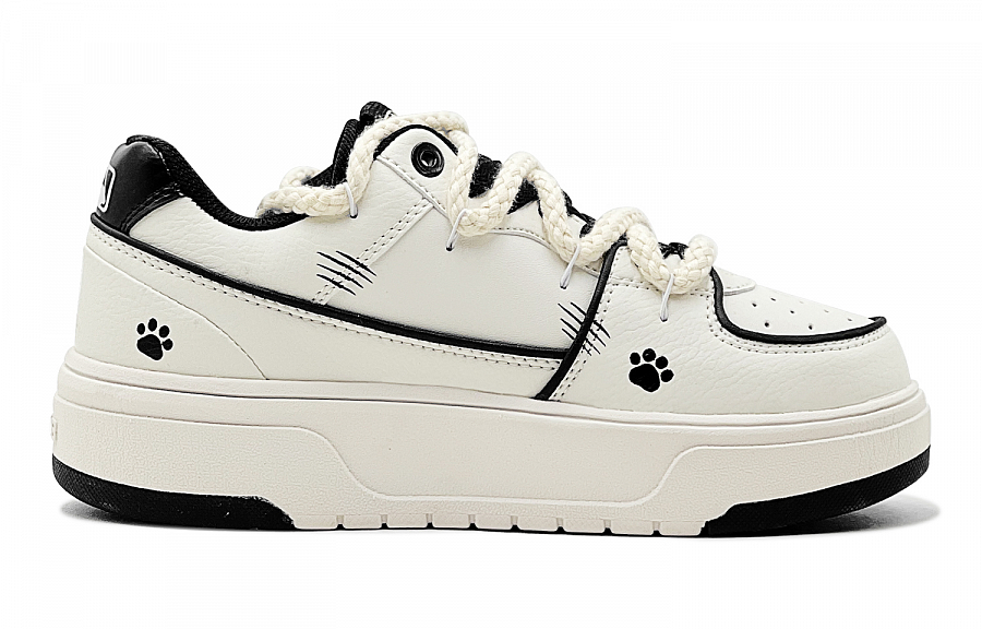 MLB Chunky Liner Anti-Slip Wear-Resistant Low-Top Skateboard Shoes Unisex Black White
