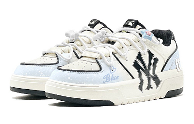 MLB Chunky Liner Anti-Slip Wear-Resistant Low-Top Skateboard Shoes Unisex White Blue