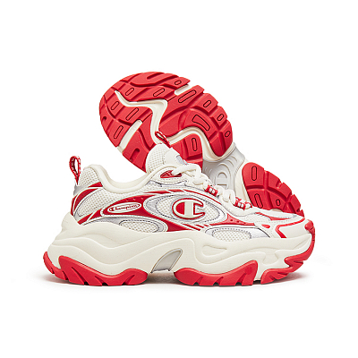 Champion Nebula Layered Balance Low Top Chunky Sneakers Women's Milk White/Aurora Red