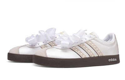 Adidas Neo VL Court 2.0 Abrasion Resistant Low Top Skateboard Shoes Unisex Silver White