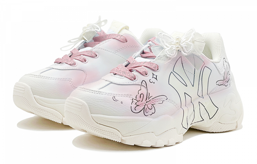 MLB Big Ball Chunky Wear-Resistant Height Increasing Low-Top Chunky Sneakers Unisex Pink