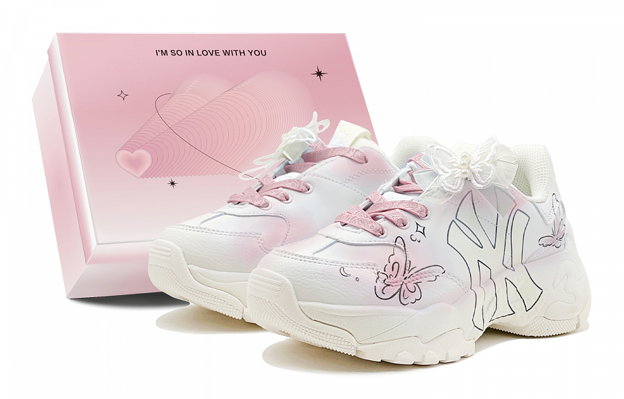 MLB Big Ball Chunky Wear-Resistant Height Increasing Low-Top Chunky Sneakers Unisex Pink