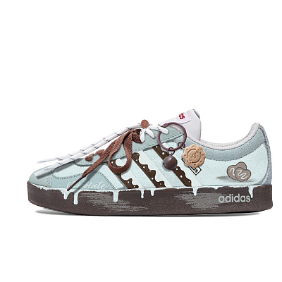 Adidas Neo VL Court 2.0 Lifestyle Wujie, Thin Chocolate Slip Resistant Low Top Skateboard Shoes Unisex Green Brown