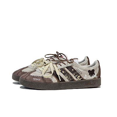 Adidas Neo VL Court 2.0 P.M.S Trendy Bear Playmate Anti Slip Wear Resistant Low Top Skateboard Shoes Unisex Brown White