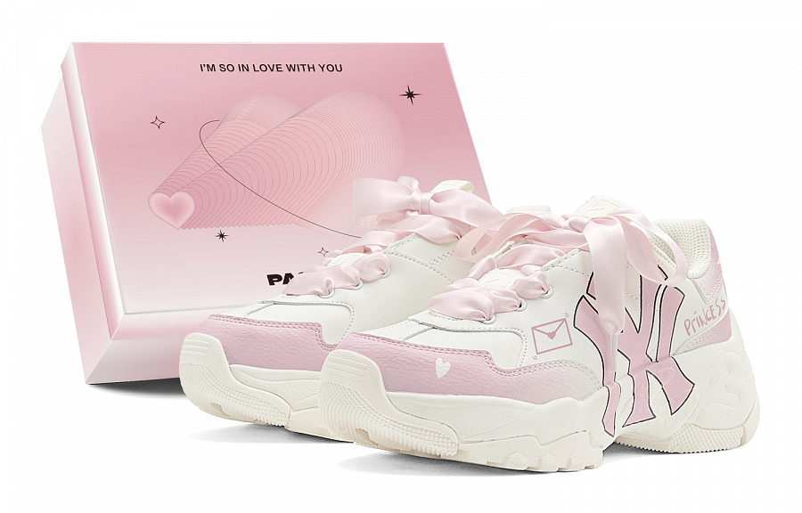 MLB Big Ball Chunky Romantic Gift, Pink Love Letter Low Top Chunky Sneakers Unisex Pink