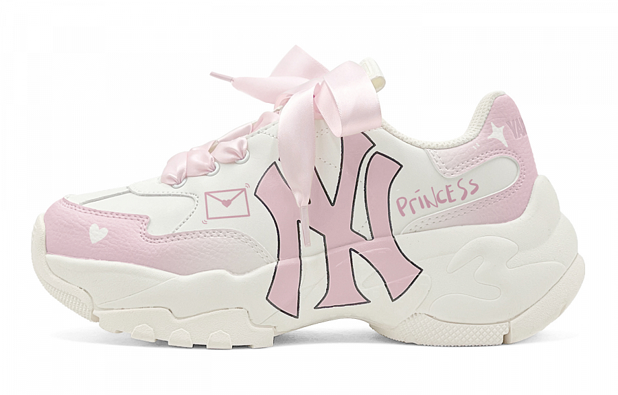MLB Big Ball Chunky Romantic Gift, Pink Love Letter Low Top Chunky Sneakers Unisex Pink