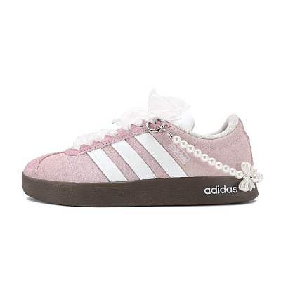 Adidas Neo VL Court Lifestyle Anti Slip Wear Resistant Low Top Skateboard Shoes Unisex Pink White