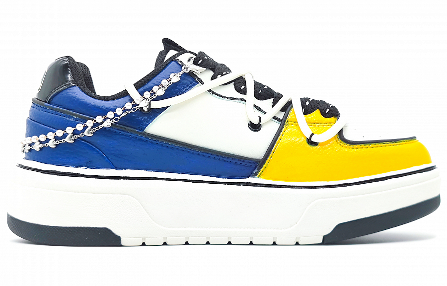 MLB Chunky Liner Abrasion Resistant Low Top Skateboard Shoes Unisex White Yellow Blue