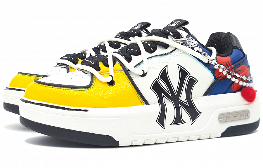 MLB Chunky Liner Abrasion Resistant Low Top Skateboard Shoes Unisex White Yellow Blue