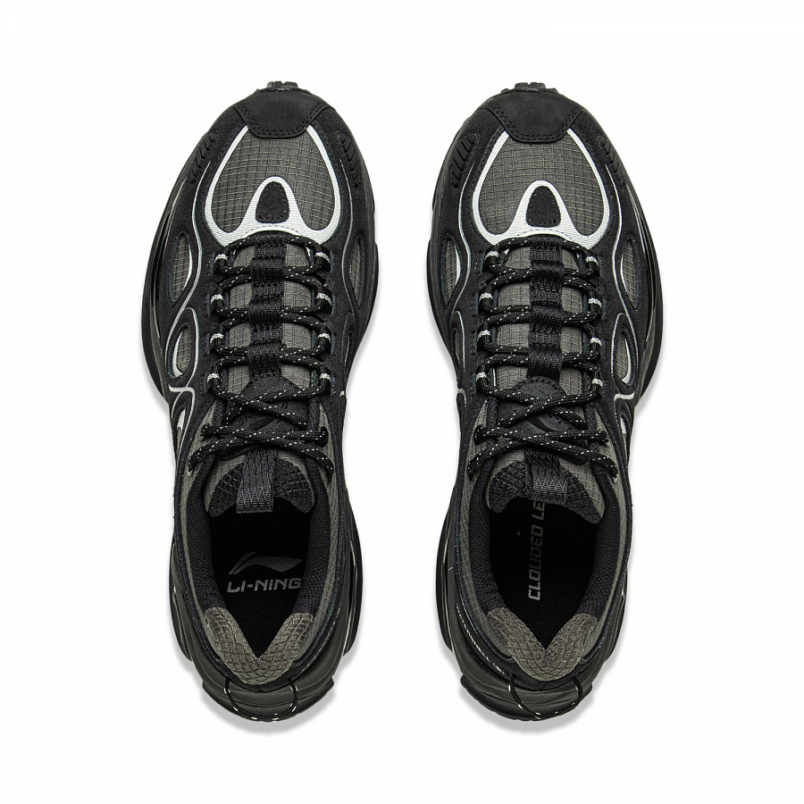 LiNing Rebound Slip-Resistant Mid-Top Casual Shoes Unisex Black Gray